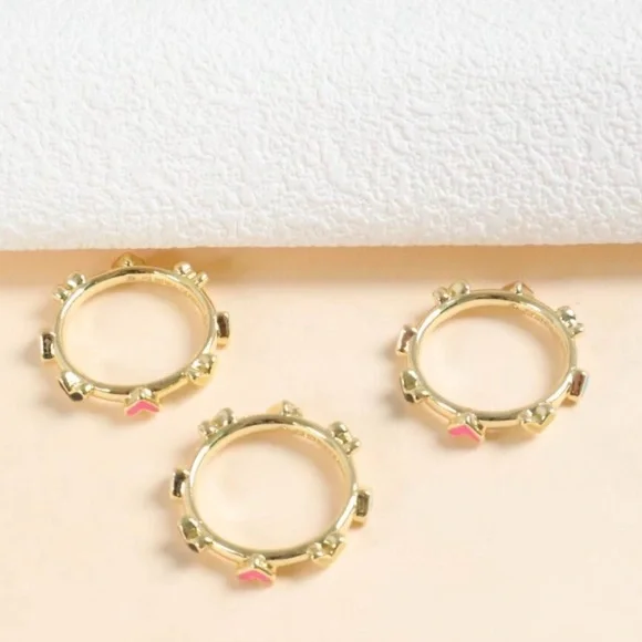 💜NWT💜Kendra Scott Gold Rings with Pink and Blue Accents sz 7 - Picture 2 of 2